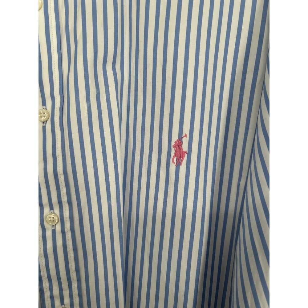 Polo Ralph Lauren Shirt 3XL Big 3XB White Blue Striped Classic Fit Button Down - Picture 3 of 6